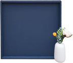 20 * 20 Inch Rectangular Ottoman Tray | Textured PU Leather, Waterproof & Heat-Resistant Storage for Coffee/Dining Tables, Sofa, Bed, Entertainment & Party (Navy Blue, 20 * 20in)