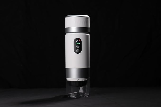 Portable Coffee Maker KF-JN-03 with Digital Display & 20 BAR Pressure – Hot & Cold Brew, Compatible with Coffee Grounds and Capsules, Compact Single-Serve Design with Transparent Cup & 60ml Tank