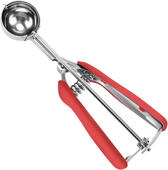 Cookie Scoop 1.5 Tbsp, Cookie Dough Scoop, Size #50/1.5 Tablespoons/ 23 ml, Cookie Scoops For Baking, Red, 18/8 Stainless Steel, Comfortable Grip