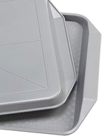 Plastic Fast Food Serving Tray,16.95 by 11.82-Inch,Set of 12 (Grey)