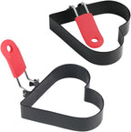 3.5 Inch Egg Ring with Foldable Handle, Stainless Steel Heart Shaped Egg Rings for Frying Eggs, English Muffins, Cooking Breakfast Sandwich Burger, 2 Pack