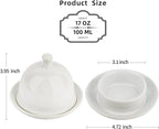 Butter dish, Ceramic Small Butter Dish with Lid, 2024 NEW Original Design Mini Butter Crock Keeper with Handle, 17 OZ Mini Butter Container Cover and Water Sealing 2 Ways Sealing