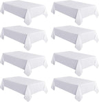 sancua 8 Pack White Tablecloth 60 x 120 Inch, Rectangle Table Cloth for 8 Feet Tables - Stain and Wrinkle Resistant Washable Polyester Table Cover for Dining Tables, Buffet Parties and Camping
