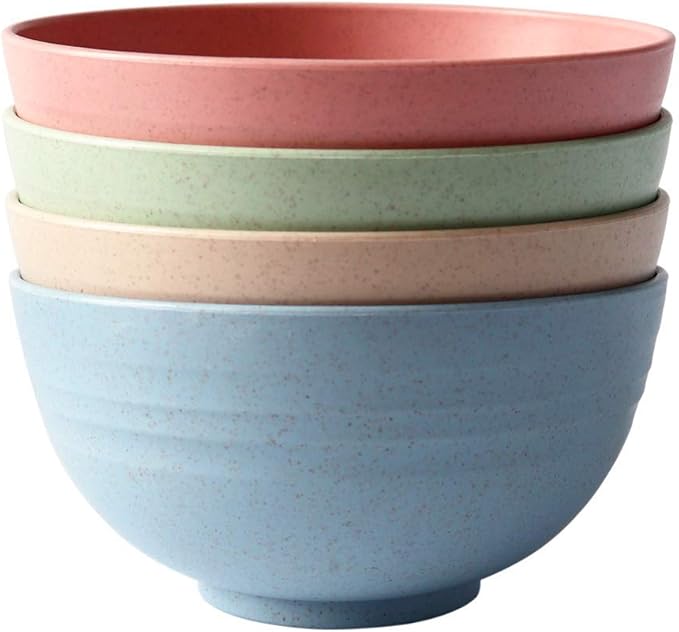 greenandlife Lightweight & Unbreakable Wheat Straw Bowl - Noodle Fruit Soup Bowl Rice Bowls Dishwasher Microwave Safe Cereal Bowl sets 4pcs