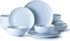 KINGSTONE Bone China Dinnerware Sets, 18-Piece Dinnerware Set for 6, Lightweight Durable, Dishwasher Safe, Tableware for Daily Use with Elegant Design, Blue
