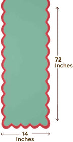 Folkulture Table Runner | Table Runners 72 inches Long | Scallop Table Runner for Farmhouse Decor or Boho Decor | Green Table Runners for Dining Room Table Decor | Table Decorations for Party