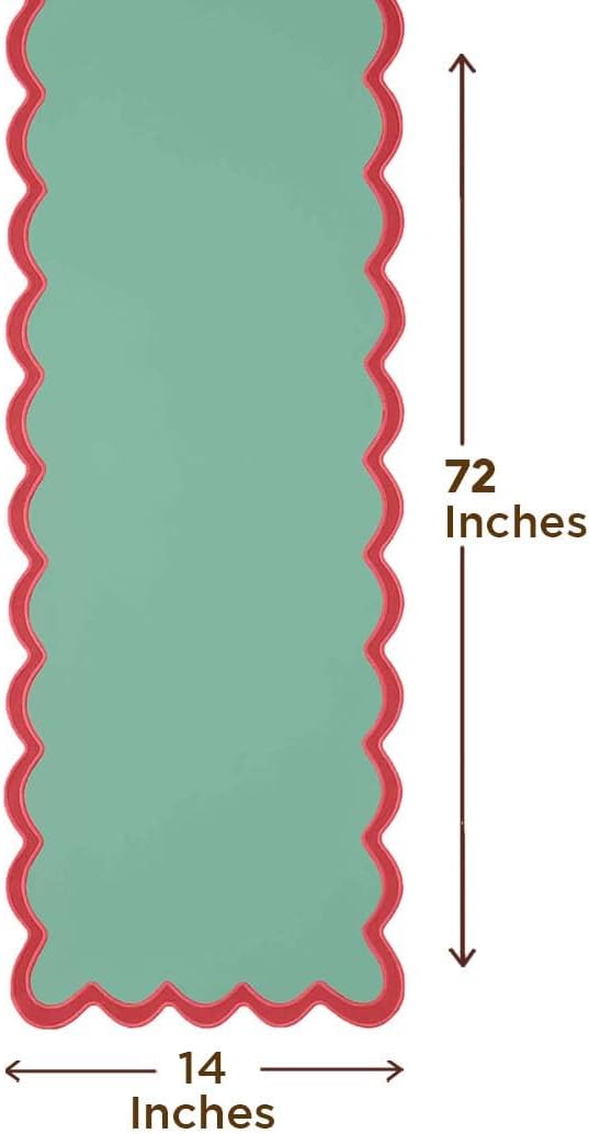 Folkulture Table Runner | Table Runners 72 inches Long | Scallop Table Runner for Farmhouse Decor or Boho Decor | Green Table Runners for Dining Room Table Decor | Table Decorations for Party