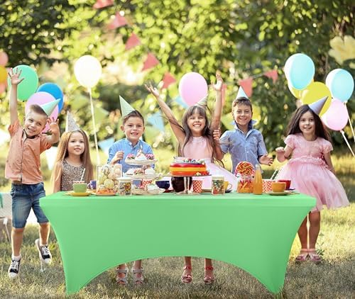 Utopia Kitchen 6FT Spandex Tablecloth [1 Pack, Bright Green] 200 GSM Stretch, Fitted, Washable and Wrinkle Resistant Table Cloth Rectangle Cover for Trade Shows, Wedding, Parties [72Lx30Wx30H Inch]