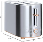 Café Express Finish 2-Slice Toaster | Extra-Wide Slots, Extra Lift for Waffles, Pastries, Texas Toast & More | 4 Pre-Set Functions, 8 Shade Options | Countertop Kitchen Essentials | Stainless Steel