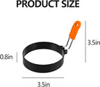 4-Pack 3.5" Egg Rings with Silicone Handles – Nonstick Round Mold for Fried Eggs, Pancakes, English Muffins – Includes Silicone Oil Brush – Ideal for Griddle, Indoor or Camping Cooking