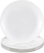 Melamine Restaurant Plates White 11 Inch Wide Side Flat Bottom Deep Round Dinner Plates Salad Plates Lunch Durable and Easy to Clean Set of 6,PYW-11-06