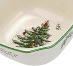 Spode Christmas Tree 5.5-Inch Square Porcelain Bowl - Serving Bowl for Candies, Nuts, Desserts, and Small Floral Arrangements - Festive Holiday Tableware, Dishwasher and Microwave Safe
