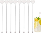Heart Shaped Coffee Stirrers Stir Stainless Steel for Cocktail Fruit Juice Lemonade Iced Tea Drink Milkshakes Martini Beverage Stirrers Sticks 8 pieces