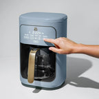 Beautiful by Drew Barrymore 14-Cup Programmable Drip Coffee Maker, Touch-Activated Display, Fast 14-Min Brew, Bold Strength, Keep Warm 4hrs, Gold Filter (Cornflower Blue)