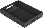 Acrylic Serving Tray with Handles-16x12x2.36Inch-Decorative Tray Letter Tray Organizer for Ottoman Coffee Table Countertop, Black
