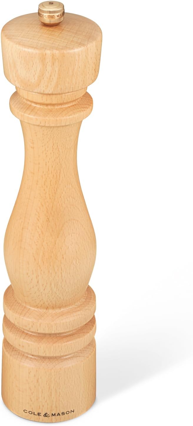 Cole & Mason London Refillable Spice Mill - Kitchen & Home Accessory - Table Salt Grinder - Salt Mill with Ceramic Mechanism - 11", Natural Beech
