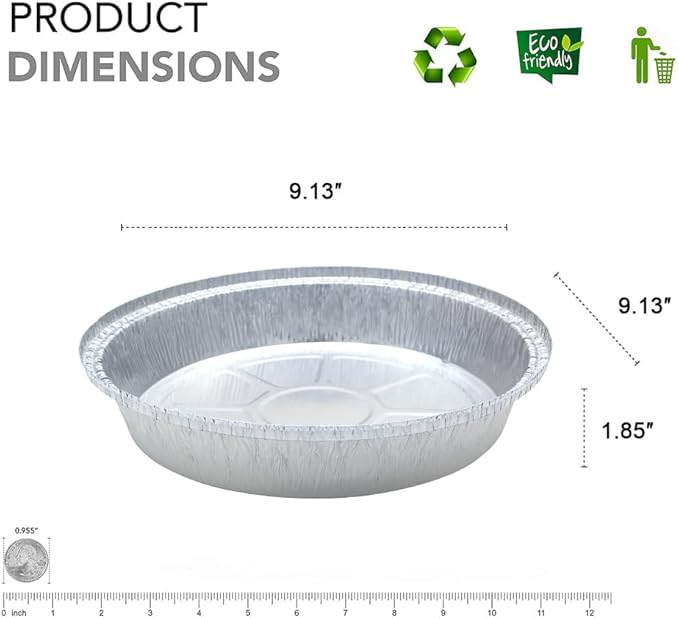 Aluminum Pans 9” Round Foil Pans (50Pack) Baking Pans Roasting Pan Great for Cooking, Heating, Storing