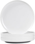 Webbylee Melamine Dessert Plates Set of 6-7.5" Serving Durable Dishes Perfect for Kitchen Outdoor Use,Durable Small Plates for Salad-White & Grey
