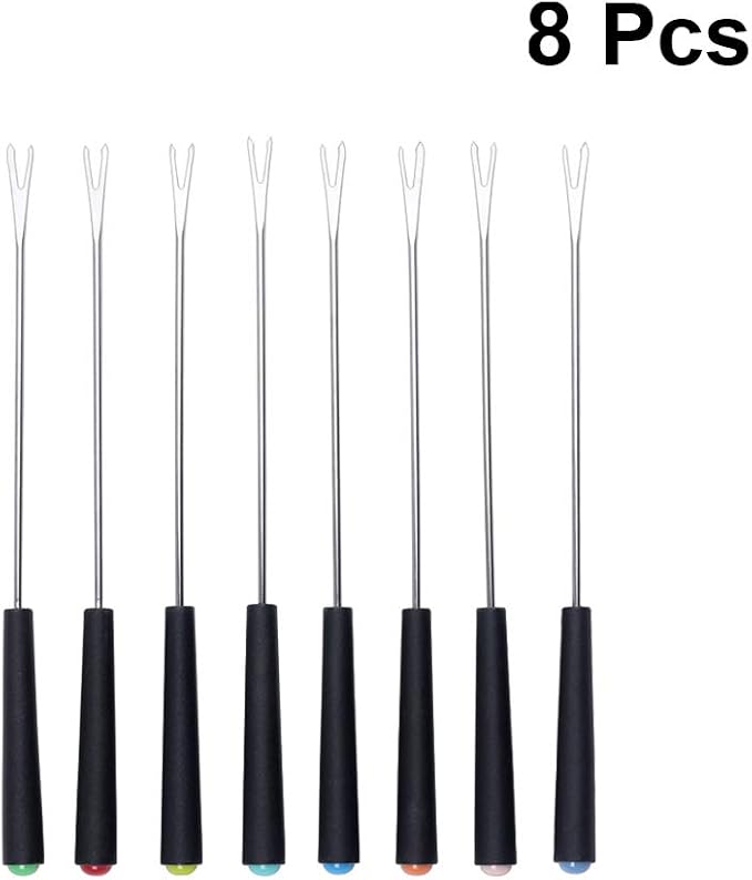 Stainless Steel Fondue Forks Cheese Fondue Fork Stainless Steel Fruit Forks Fondue Forks Set Bbq Forks Roasting Sticks For Hot Pot Barbecue (Handle Random Color)