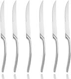 Lemeya Stainless Steel Steak Knives Set of 6,Forge Steak Knife,Serrated Steak Knives Set,6 Piece Heavy Steak Knives-10 inch,Mirror Polished,Dishwasher Safe