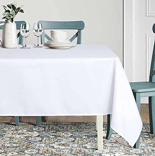 sancua Rectangle Tablecloth - 70 x 108 Inch - Stain and Wrinkle Resistant Washable Polyester Table Cloth, Decorative Fabric Table Cover for Dining Tables, Buffet Parties and Camping, White