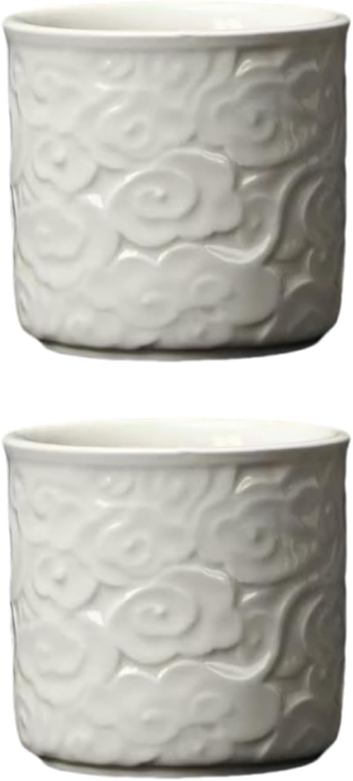 Ceramic Espresso Cups Set of 2 or 4, 3.4 Oz Espresso Mugs, Demitasse Cups for Coffee or Tea, Small Coffee Cups No Handles (white, 2)