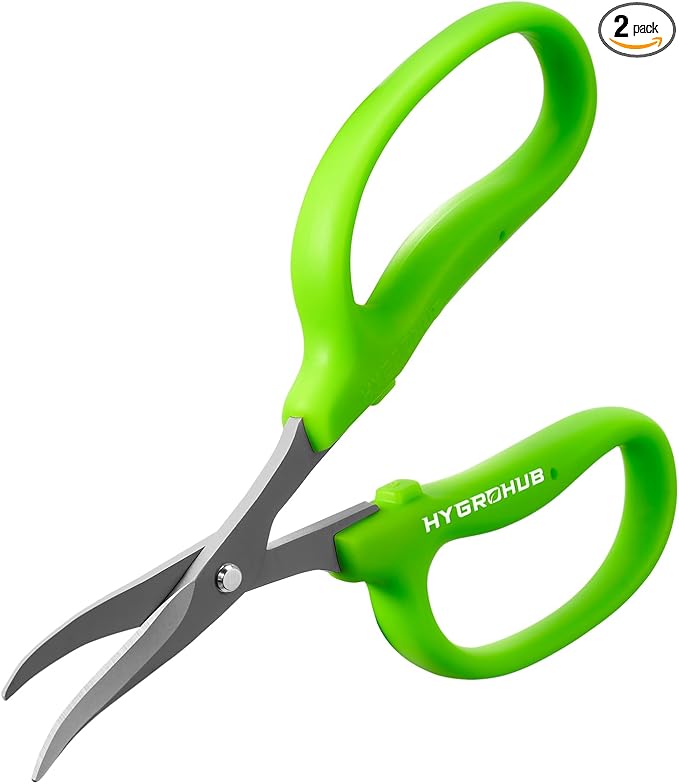 2PCS Garden Scissors, Curved Blade,6in Pruning Shears Snips Non-stick Coated Sharp Steel Blades - Gardening Tools Garden Shears for Plants Herb Flowers in Grow Tent and Hydroponics