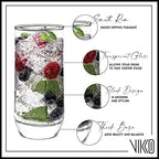 Vikko Drinking Glasses, 12 Oz Drinking Glasses Set of 6, Crystal Clear Glass Cups for Water or Juice, Highball Glass Tumbler & Water Glasses for Drinking