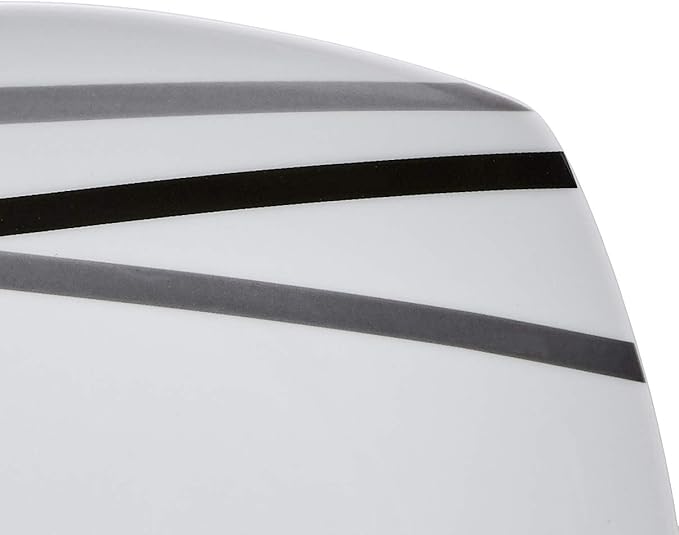 Amazon Basics 18 Piece Kitchen Dinnerware Set - Square Plates, Bowls, Service for 6 - Modern Beams