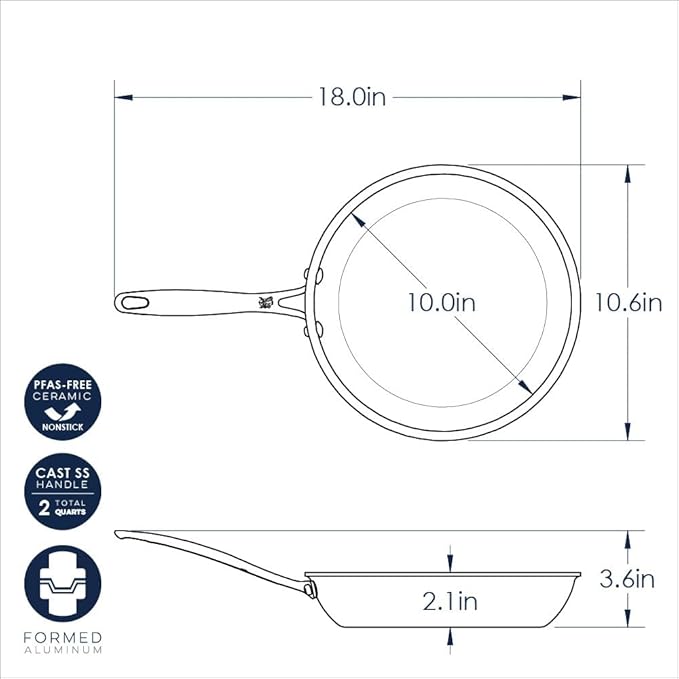 Nordic Ware Basalt Aluminum Saute Skillet, 10-Inch, Ceramic Coating