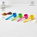 5g Plastic Measuring Spoons (10ml) – Pack of 5 mini Scoops for Protein Poweder, Creatine, Coffee, Lab, Baking, Laundry, Canisters, Dry Goods – 1 Teaspoon Measuring Spoons (tsp), Blue