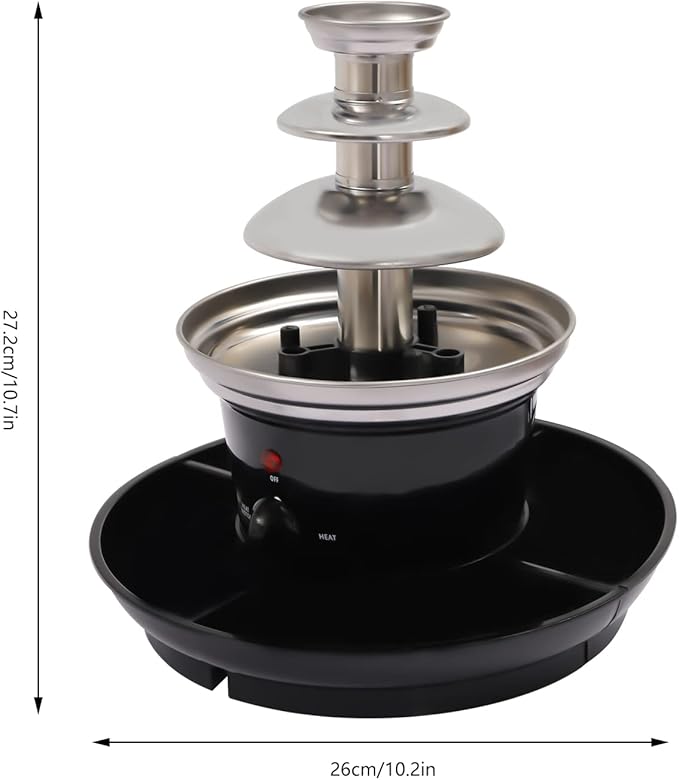 3 Tier Chocolate Fondue Fountain, 40W Stainless Steel Chocolate Fondue Fountain Machine Electirc Chocolate Fondue Set with Fruit Plate for Birthday Party Wedding Celebration