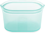 Zip Top Reusable Food Storage Bags | Medium Dish [Teal] | Silicone Meal Prep Container | Microwave, Dishwasher and Freezer Safe | Made in the USA
