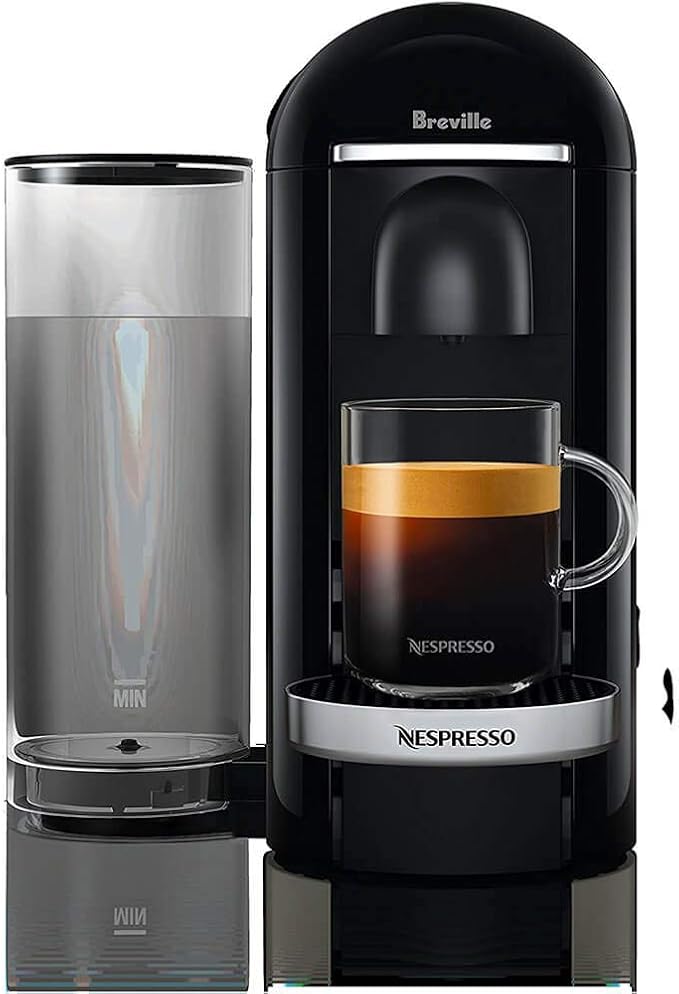 Nespresso Vertuo Plus Deluxe Coffee and Espresso Maker by Breville, Piano Black with Aeroccino Milk Frother