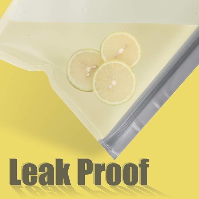 Reusable Gallon Freezer Bags, Ziplock Leakproof Reusable Gallon Bags for Marinate Meats, Fruit, Sandwich, Snack, 2 Gallon Bags + 4 Quart Bags + 4 Snack Bags