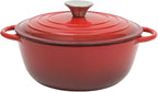 Gibson Home Addlestone 2.65 Quart Round Enamel Cast Iron Dutch Oven Pot With Lid & Dual Handles - Gradient Red