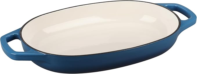 Enameled Cast Iron Dutch Oven Pot with Lid, Oval Dutch Oven for Bread Baking, Bread Oven for Homemade Sourdough Bread Baking, 5qt, Lake Blue