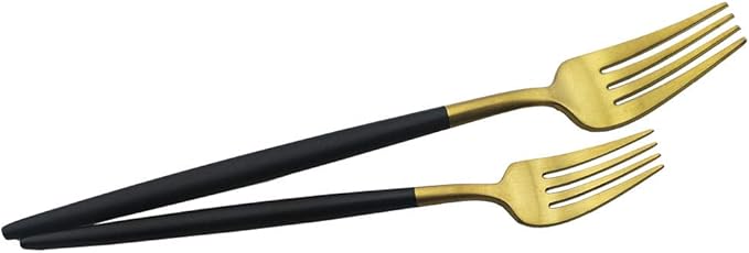 JASHII Luxury Black Gold Flatware, Silverware Sets, 5-piece Elegant Cute 18/10 Stainless Steel Silverware Set for Eating Home Kitchen Hotel Restaurant, Service Sets for 1 People, Dishwasher Safe