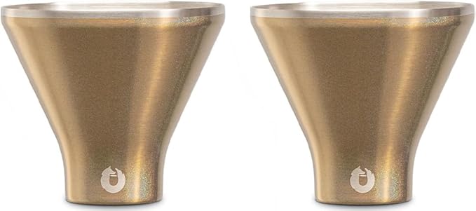 SNOWFOX Premium Vacuum Insulated Stainless Steel Martini Glass, Set of 2, Martinis Stay Icy Cold, Stemless Cocktail Glasses, Elegant Home Entertaining, Bold Beautiful Barware Set, 8 oz,Shimmer Gold