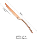 Lemeya Stainless Steel Rose Gold Steak Knives Set of 6,Forge Steak Knife,Serrated Steak Knives Set,6 Piece Heavy Steak Knives-10 inch,Mirror Polished,Dishwasher Safe