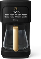 Beautiful 12-Cup Programmable Coffee Maker with Touch-Activated Display, Auto Brew Timer, Reusable Filter & Large Glass Carafe (Black Sesame)