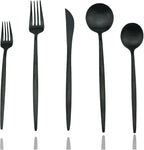 JASHII 18/10 Stainless Steel 5-Piece Matte Black Flatware Set,Dinner Knife Fork Salad Fork Dessert Spoon, Service for 1, Luxury Silverware Cutlery Utensil Sets