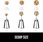 GORILLA GRIP Stainless Steel Multipurpose BPA-Free Spring Scoop, 3 Pack Includes 1, 2, and 3 TBSP SIzes, Melon Ballers Scoops, Perfect Portion Sizes, Easy Squeeze, Clean Release, Black