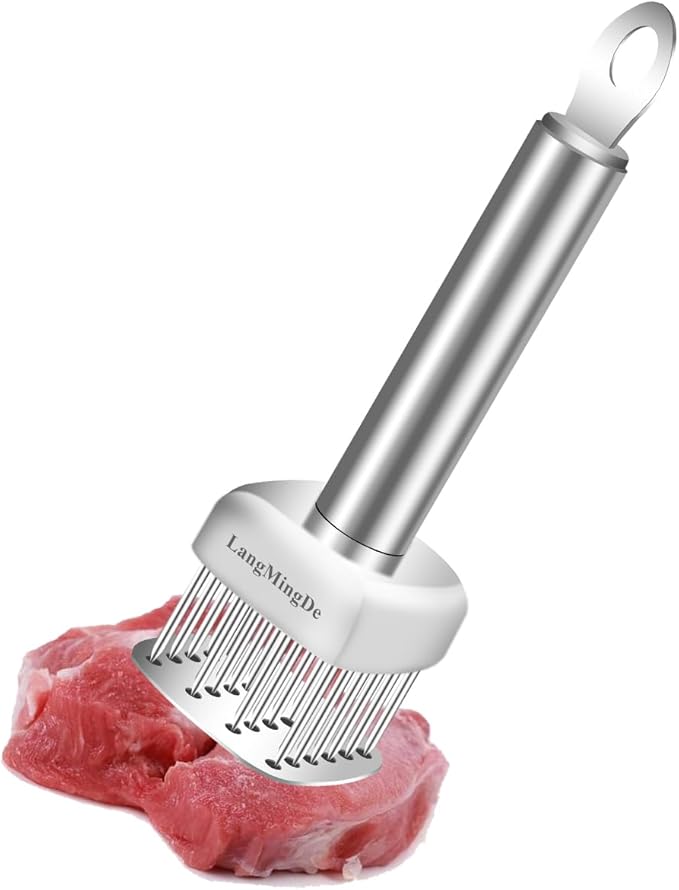 18/10 Stainless Steel Meat Tenderizer Tool, 24 Sharp Needles for Tenderizing Steak Chicken Pork Veal Barbecue Marinating