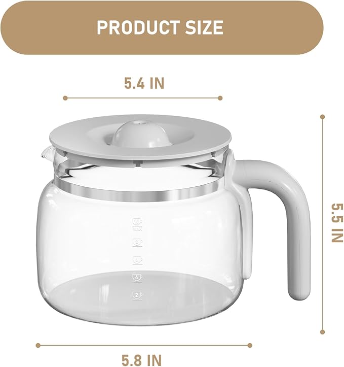 10 Cup Coffee Maker Carafe Replacement Pot Compatible with DCGC01 Overflow Coffee Maker DCF02 DCG01