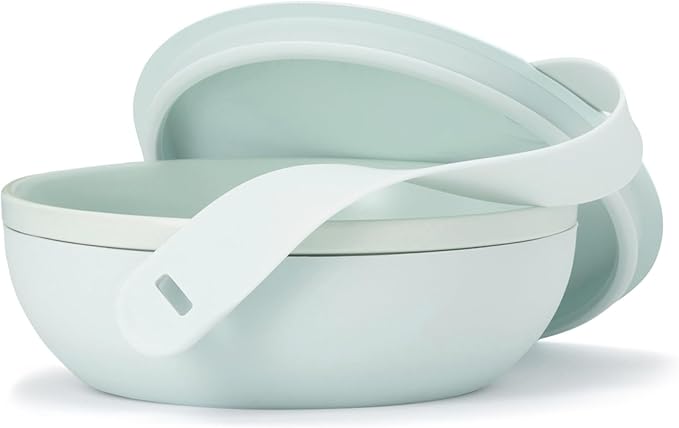 W&P Porter Ceramic Bowl Lunch Container w/ Protective Non-slip Exterior, Mint 1 Liter | Lid & Snap-tight Silicone Strap | Food Storage, Bento Box, Meal Prep | BPA-Free Ceramic