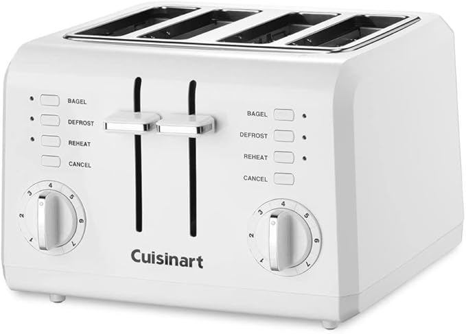 Cuisinart CPT-142P1 4-Slice Compact Plastic Toaster, White & HM-50 Power Advantage 5-Speed Hand Mixer, White