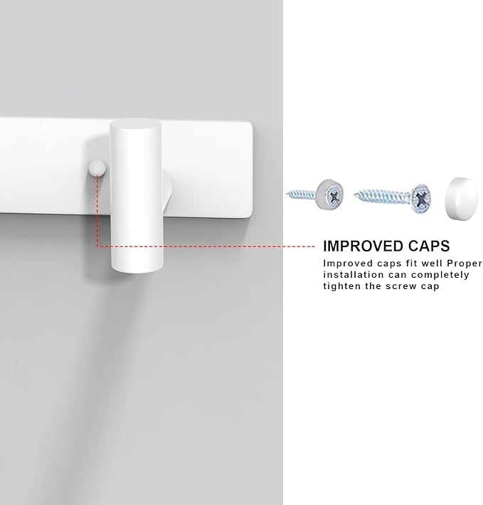 VAEHOLD Hat and Coat Wall Mount Rack - Hooks for Robes, Bags, Keys, and Towels - Bathroom Towel Hanger Organizer (White, “T“ Shape 4 Hooks 2 Pack)