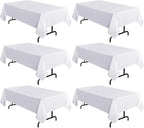 sancua 6 Pack White Tablecloth 60 x 120 Inch, Rectangle Table Cloth for 8 Feet Tables - Stain and Wrinkle Resistant Washable Polyester Table Cover for Dining Tables, Buffet Parties and Camping