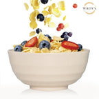 Wheat Straw Bowls Set 60 OZ, Unbreakable Large Beige Bowls Set of 6, Microwave & Dishwasher Safe Big Cereal Bowl for Picnic and Party BPA Free Salad Bowl for Serving Oatmeal and Popcorn (Beige)